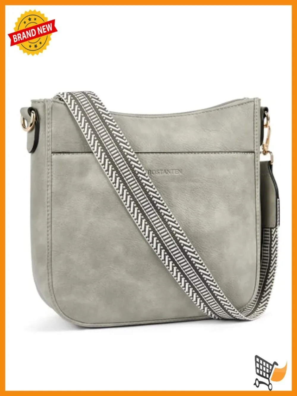 Vegan Leather Crossbody Bag Wide Guitar Strap Hobo